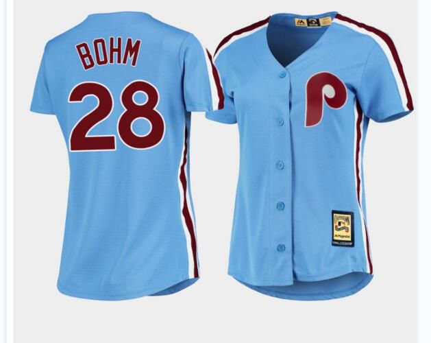 2024 MLB Women Philadelphia Phillies 28 Bohm Nike light blue Home Limited Player Jersey
